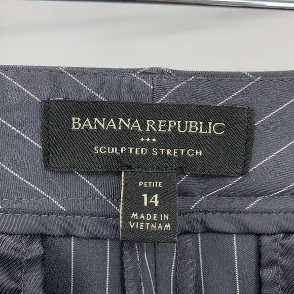 Banana Republic Sculpted Stretch Flare Leg Dress Pants Womens 14P Gray Pinstripe - Picture 6 of 7